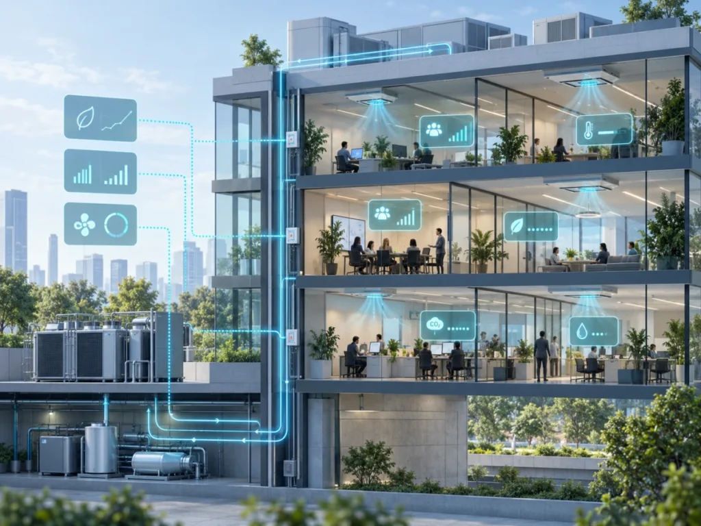Building with ECO-IN sensors and HVAC data flows across floors